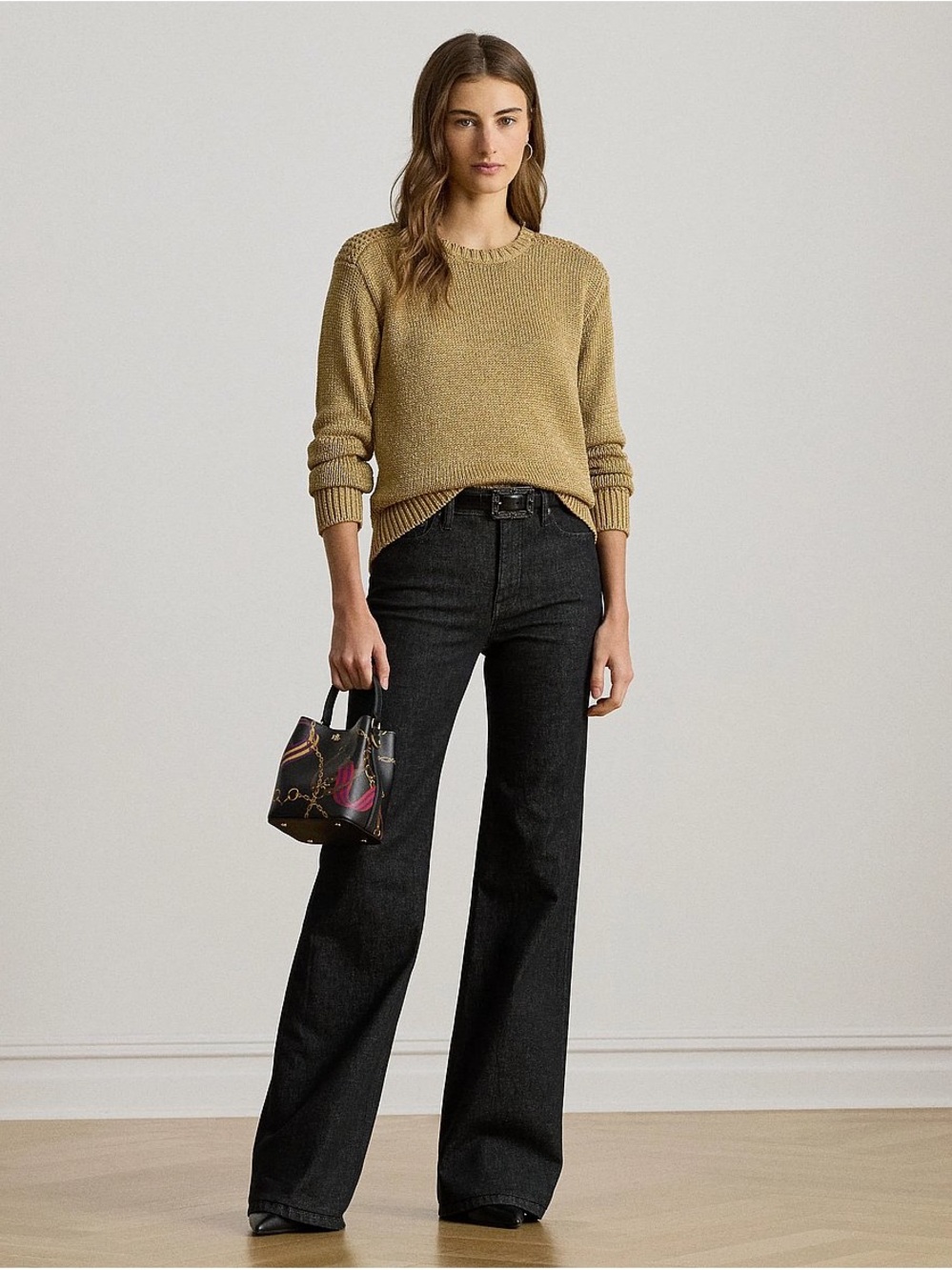 Lauren Ralph Lauren Retro Flare Jeans Black Rinse Full Length Size 12 NWT